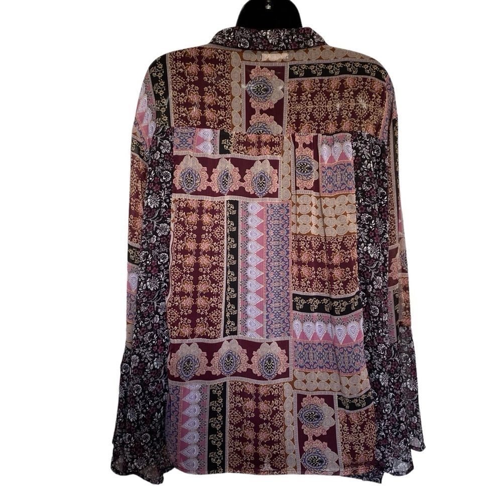 Maurices Bohemian Button Front Patchwork Peasant … - image 3